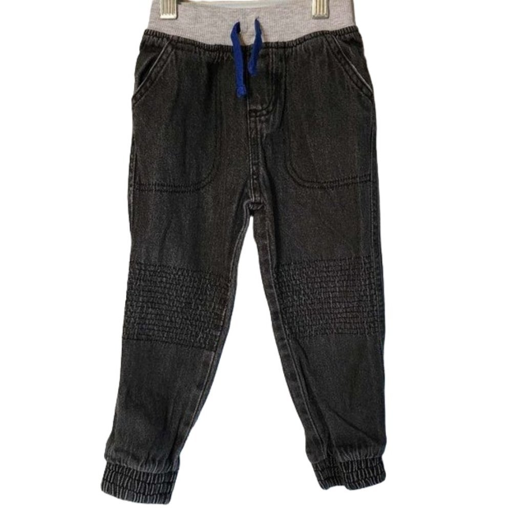 EUC Boys Black Jeans with stretch waist Black/Gray/Blue tie Size 3T